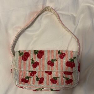 Beaded Cherry Handbag Pink Valentines Day